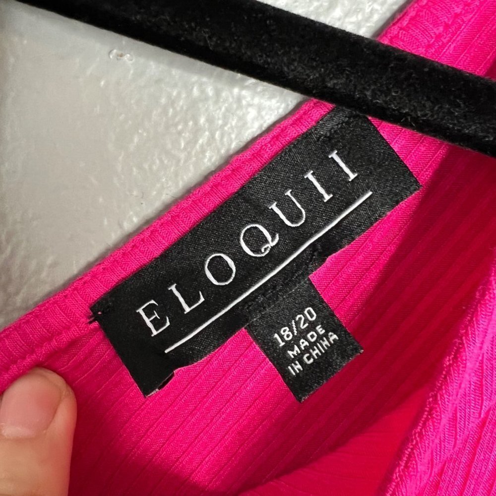 NWOT Eloquii Ribbed Long Sleeve Pink Top Open Back Stretchy Plus Size 18 / 20 - Picture 3 of 9